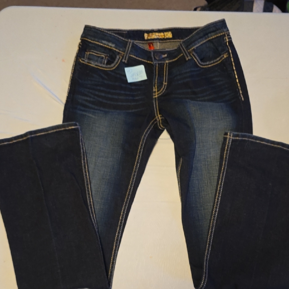 BKE Boot Cut Blue Jeans with Contrast Stitching